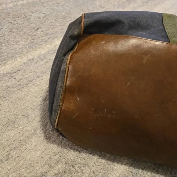 Vintage L.L. Bean Duffle Bag Canvas w/ Leather Sz XL - USA Made